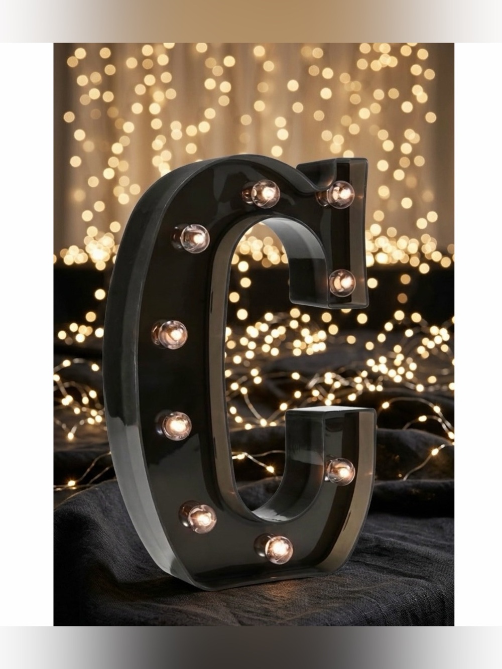 Black Battery Powered Light Up LED Letter "C" Decor